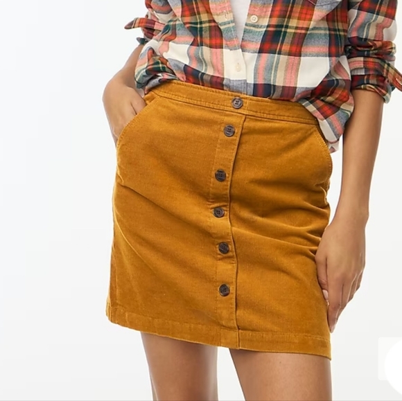 J. Crew Corduroy Button Front Mini Skirt Size 10 - Picture 1 of 13